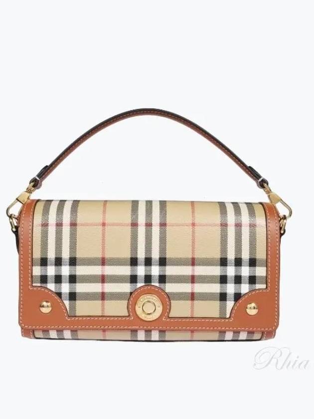 Women's Check Leather Top Handle Shoulder Bag Beige - BURBERRY - BALAAN 2