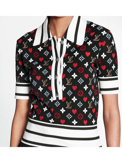 S LV Game On Contrast Striped Polo Short Sleeve Knit T Shirt - LOUIS VUITTON - BALAAN 2