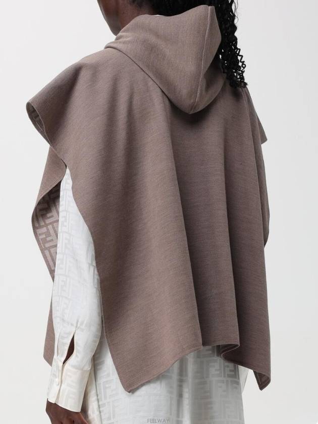 Wool Poncho Dove Grey - FENDI - BALAAN 5