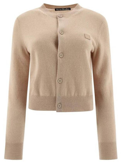 Face Patch Crop Cardigan Biscuit Beige - ACNE STUDIOS - BALAAN 2