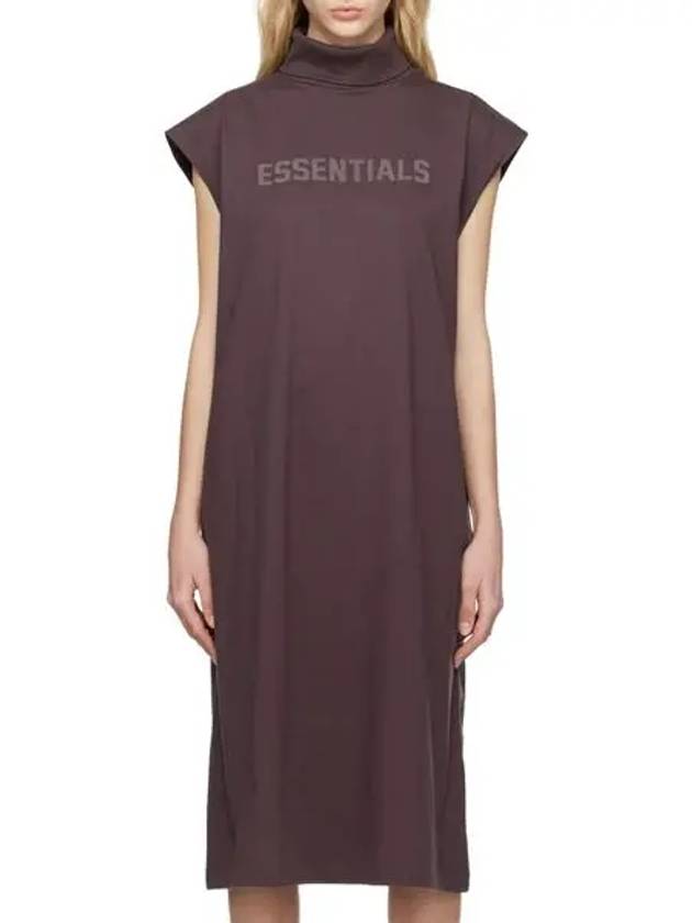 Mockneck sleeveless cotton dress in plum - FEAR OF GOD ESSENTIALS - BALAAN 1