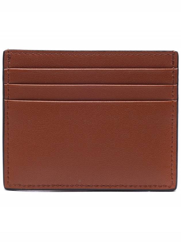 Gold V Logo Signature Leather Card Wallet Brown - VALENTINO - BALAAN 5