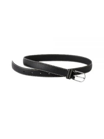 Slim Grained Leather Belt Black - TOTEME - BALAAN 2