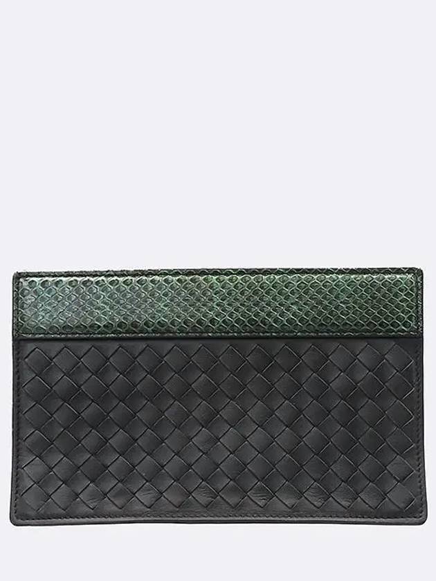 361908 Python leather black intrecciato clutch and pouch - BOTTEGA VENETA - BALAAN 2