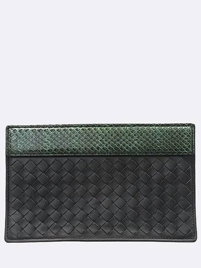 361908 Python leather black intrecciato clutch and pouch - BOTTEGA VENETA - BALAAN 2