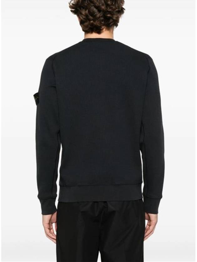 Organic Cotton Waffle Fleece Crewneck Sweatshirt  Black - STONE ISLAND - BALAAN 4