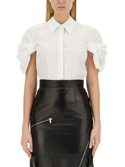 Ruffled Short Sleeve Shirt White - ALEXANDER MCQUEEN - BALAAN 2