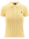 Embroidered Logo Slim Fit Knit Polo Shirt Yellow - POLO RALPH LAUREN - BALAAN 2