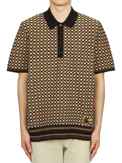 Gingham Cotton Polo Shirt Brown - BURBERRY - BALAAN 2