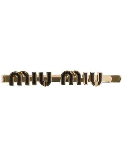 Enamel Metal Hair Clip Gold Black - MIU MIU - BALAAN 2