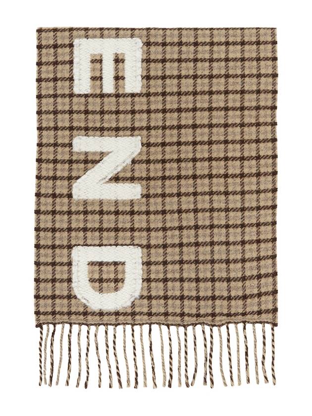 Wool Blend Logo Scarf Camel - MAX MARA - BALAAN 1