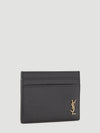 YSL Gold Monogram Logo Leather Card Holder Card Wallet Black - SAINT LAURENT - BALAAN 2