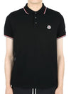 Montclair Men s Three Stripe Collar Wappen PK Short Sleeve Black 8A70300 84556 999 - MONCLER - BALAAN 2