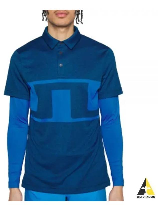 Men's Leon Regular Fit Long Sleeve Polo Shirt Blue - J.LINDEBERG - BALAAN 2