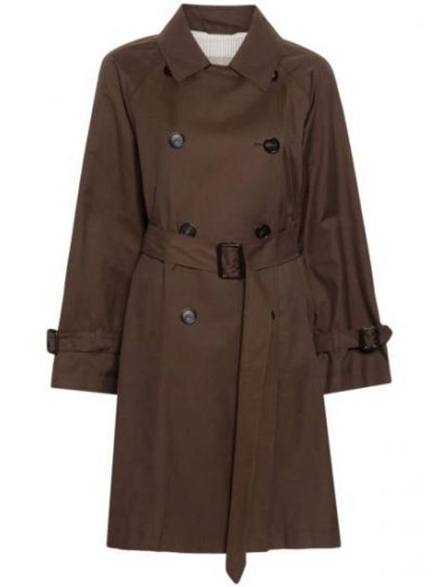 Titrench Water Repellent Double Breasted Button Trench Coat Brown - MAX MARA - BALAAN 2