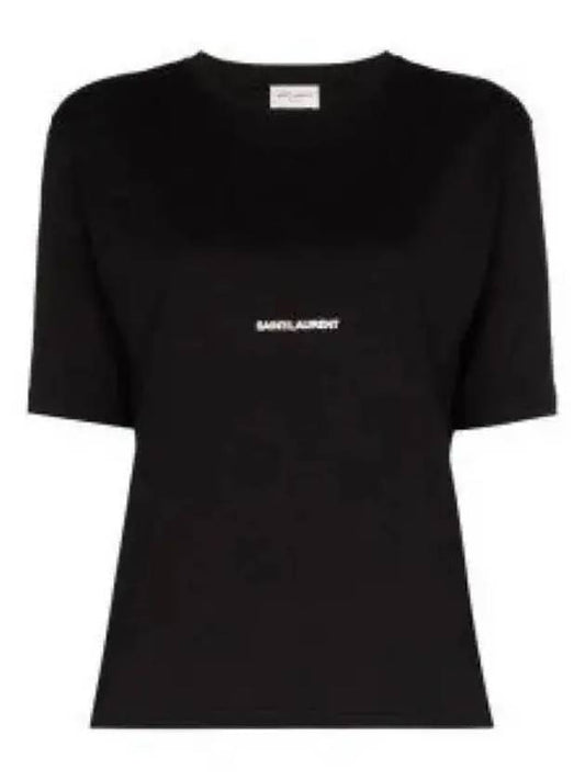 Rive Gauche Short Sleeve T-Shirt Black - SAINT LAURENT - BALAAN 2