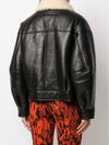 Women's Shearling Leather Biker Jacket Dark Brown - ACNE STUDIOS - BALAAN 4