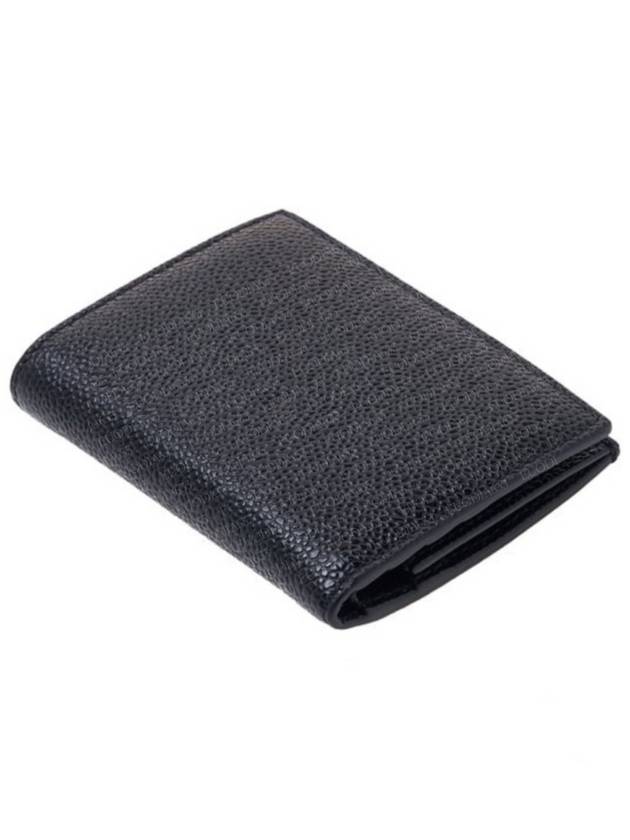 Men's Three Stripes Tab Pebble Grain Half Wallet Black - THOM BROWNE - BALAAN 5