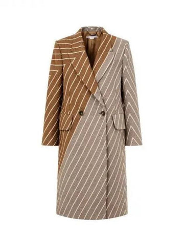 Twotone striped double coat brown 270415 - STELLA MCCARTNEY - BALAAN 1