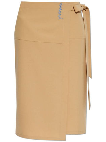 Marni Wrap Skirt With Tie, Women's, Beige - MARNI - BALAAN 1