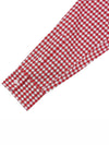 Small Heart Logo Gingham Button Long Sleeves Shirt Red - AMI - BALAAN 9