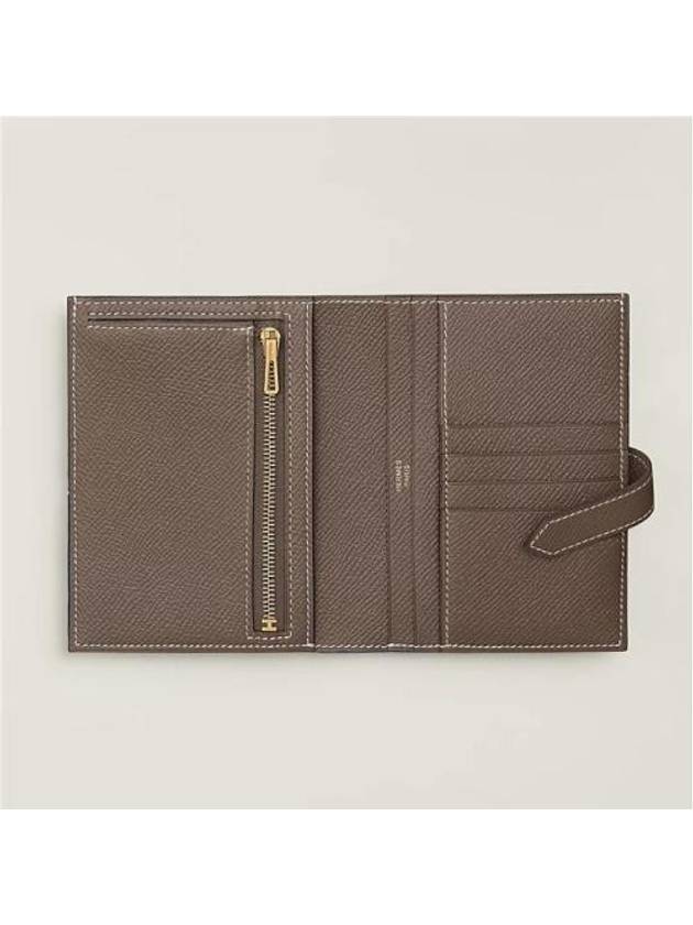 Bearn Compact Gold Hardware Half Wallet Etoupe - HERMES - BALAAN 3