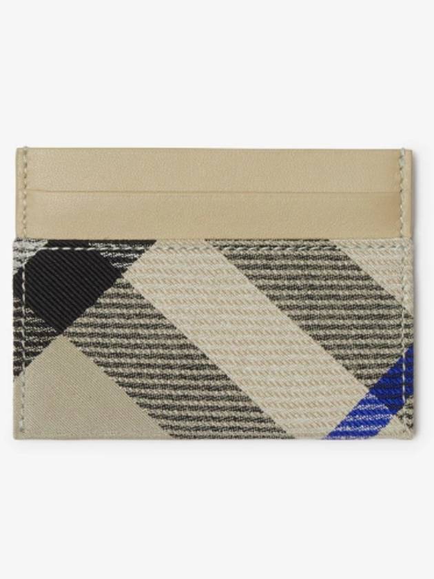 Checked Leather Card Wallet Beige - BURBERRY - BALAAN 2