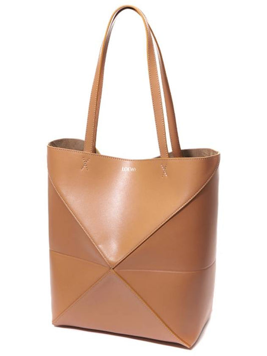 Puzzle Fold Medium Shiny Calfskin Tote Bag Brown - LOEWE - BALAAN 2