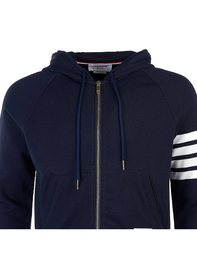 Engineered 4 Bar Diagonal Zip Up Hoodie Navy - THOM BROWNE - BALAAN 5