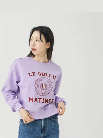 Brushed Options University Badge Sweat Shirts LAVENDER - LE SOLEIL MATINEE - BALAAN 1