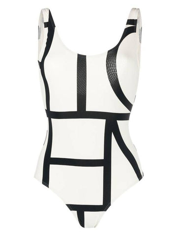 Monogram One Piece Swimsuit White - TOTEME - BALAAN 1