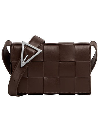 Cassette Intrecciato Small Leather Cross Bag Brown - BOTTEGA VENETA - BALAAN 1