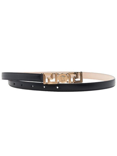 Greca Gold Buckle Leather Belt Black - VERSACE - BALAAN 2