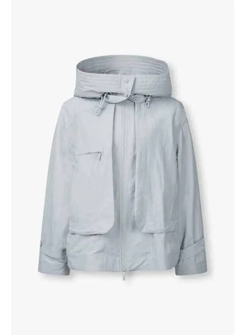 Women s Toggle String Detachable Hooded Jacket Light Blue - EMPORIO ARMANI - BALAAN 1