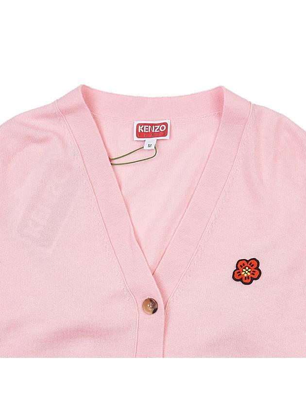 Boke Flower Embroidered Wool Cardigan Pink - KENZO - BALAAN 4