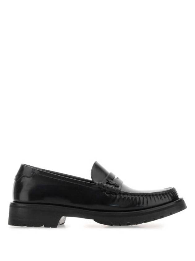 Women's Chunky Penny Slippers Smooth Leather Loafers Black - SAINT LAURENT - BALAAN 2