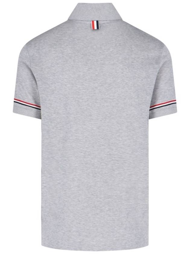 Lightweight Cotton Short Sleeve Polo Shirt Grey - THOM BROWNE - BALAAN 3