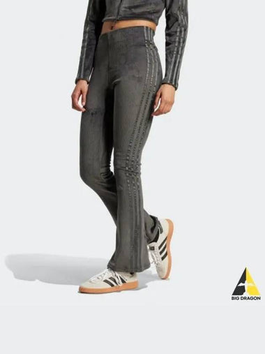 RIBBED FLARED LEGGINGS CARBON - ADIDAS - BALAAN 1