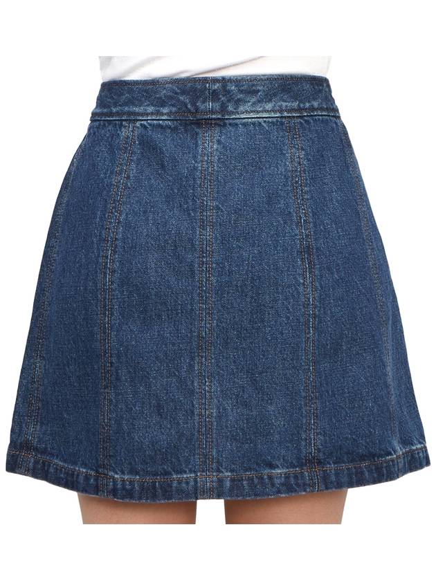 Women's Poppy Front Button Denim A-Line Skirt Blue - A.P.C. - BALAAN 9