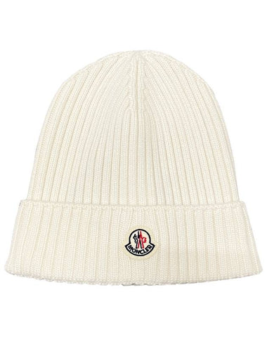 Kids Logo Patch Wool Beanie Snow White 3B00015 M1131 030 - MONCLER - BALAAN 1