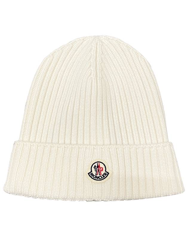 Kids Logo Patch Wool Beanie Snow White 3B00015 M1131 030 - MONCLER - BALAAN 1