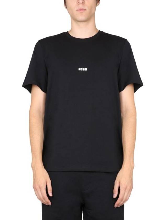 Micro Logo Print Short Sleeve T-Shirt Black - MSGM - BALAAN 4