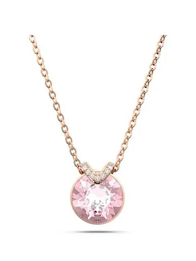 Bella V Round Pendant Necklace Pink Rose Gold - SWAROVSKI - BALAAN 3