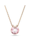 Bella V Round Pendant Necklace Pink Rose Gold - SWAROVSKI - BALAAN 3