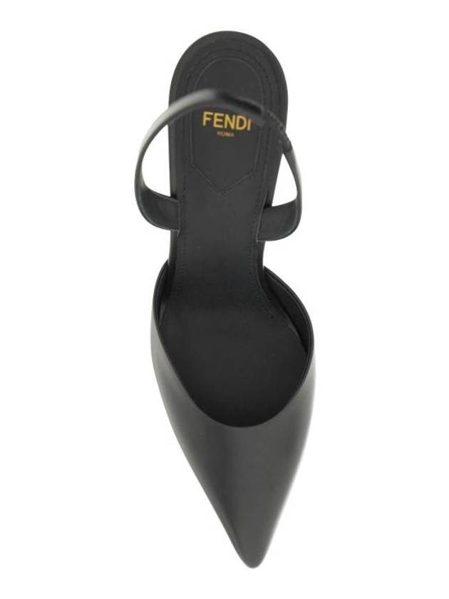 Women's First F Shape Metal Slingback Heels Black - FENDI - BALAAN 3