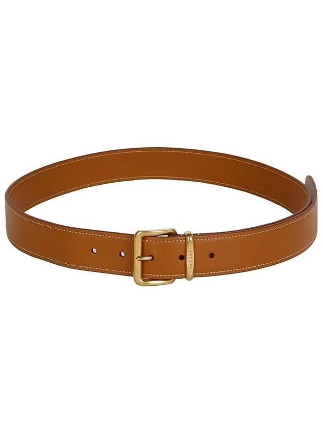 Metal Buckle Logo Leather Belt Brown - MIU MIU - BALAAN 2