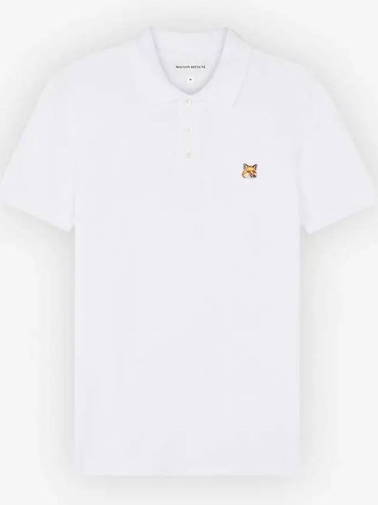 Fox Head Patch Cotton Polo Shirt White - MAISON KITSUNE - BALAAN 2