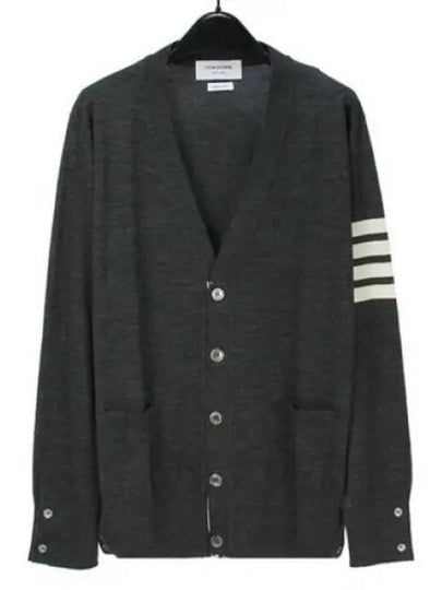 Men's Sustainable Classic Diagonal Wool Cardigan Dark Grey - THOM BROWNE - BALAAN 2