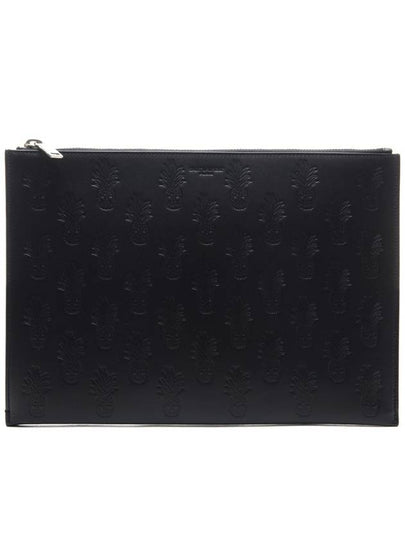 Skull Pineapple Pattern Clutch Bag Black - SAINT LAURENT - BALAAN 2