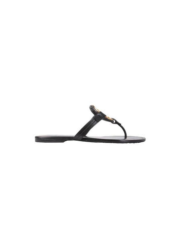 Women's Metal Logo Miller Flip Flops Black - TORY BURCH - BALAAN.